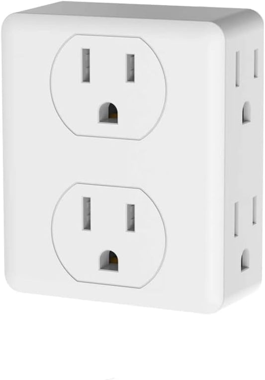 Outlet Extender, HICITY Multi Plug Outlet with 6 Electrical Outlets Adapter, 3-Prong Wall Outlet Tap for Cruise Ship Home Office Dorm, White (1 Pack)