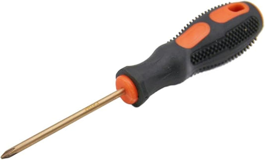 Non-Sparking PH1 screwdriver Phillips #1, Beryllium Bronze Non Spark, 3 Inch (75mm) Working Length, 6-1/4 inch (159mm) Total Length, Spark Free Safety, non-magnetic, corrosion-resistant