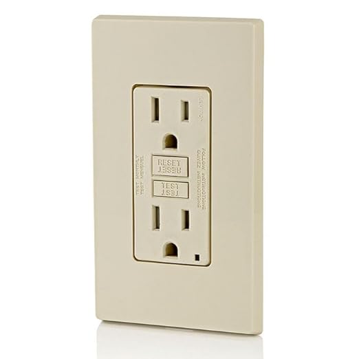 Leviton GFCI Outlet, 15 Amp, Self Test, Tamper-Resistant with LED Indicator Light, Protection from Electric Shock and Electrocution, GFTR1-T, Light Almond