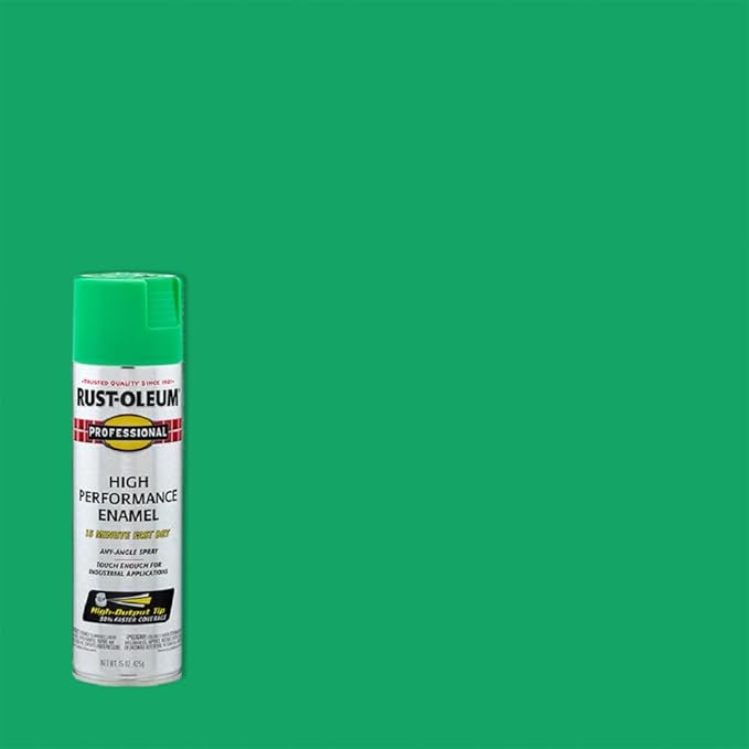 Rust-Oleum 7533838 Professional High Performance Enamel Spray Paint, 15 Oz, Gloss Safety Green