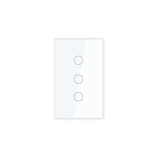 Light Switch No Neutral Wire,Single Live Wire Light Switch No WiFi,Tempered Glass Panel,Total Power Maximum 1000W,FCC Certification,White 3 Gang