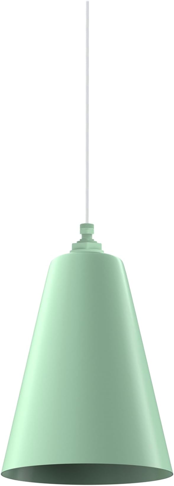 Steel Lighting Co. Laurel Pendant Light | Ceiling Mounted | 8.5 inch Cone Shade | Modern Contemporary Farmhouse Style Made in America | White Cloth Cord | Mint Green Exterior/Mint Green Interior