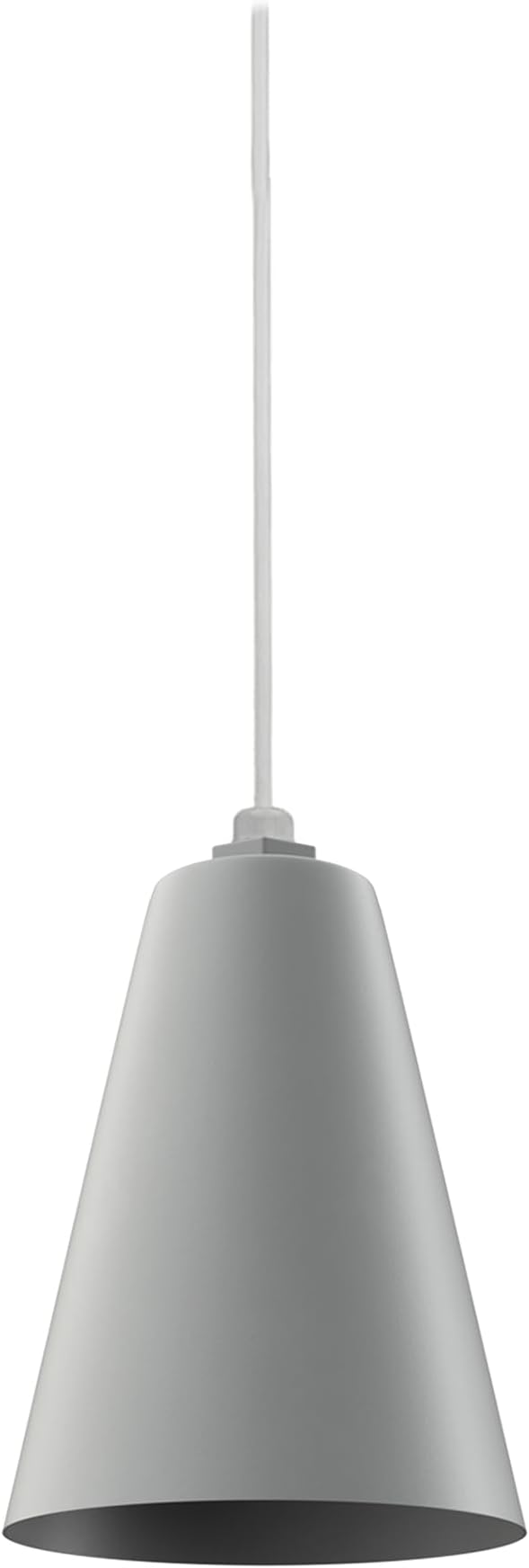 Steel Lighting Co. Laurel Pendant Light | Ceiling Mounted | 8.5 inch Cone Shade | Modern Contemporary Farmhouse Style Made in America | White Cord | Modern Gray Exterior/Modern Gray Interior