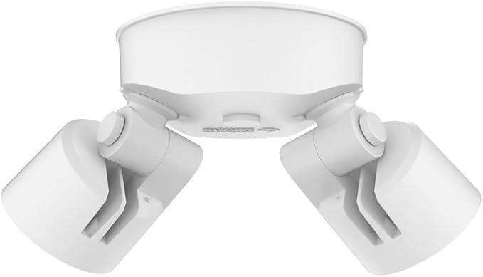 Lithonia Lighting HomeGuard 2-Light LED Outdoor Flood Lights, Wall or Ceiling Mount Outdoor Lights, 4000K Cool White, Round Heads, White, 2-Pack (HGX LED 2RH 40K 120 WH CP2 M2)