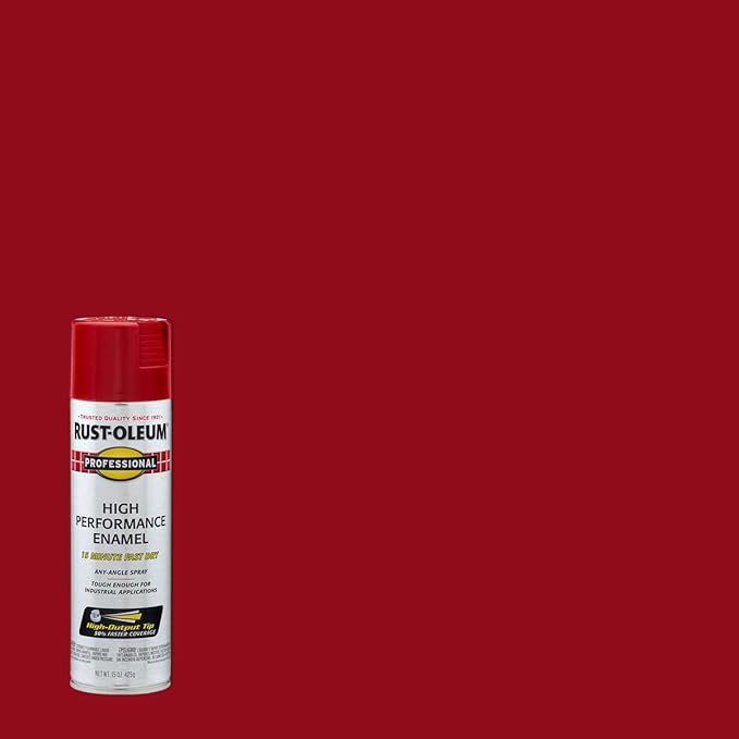 Rust-Oleum 7564838 Professional High Performance Enamel Spray Paint, 15 Oz, Gloss Safety Red