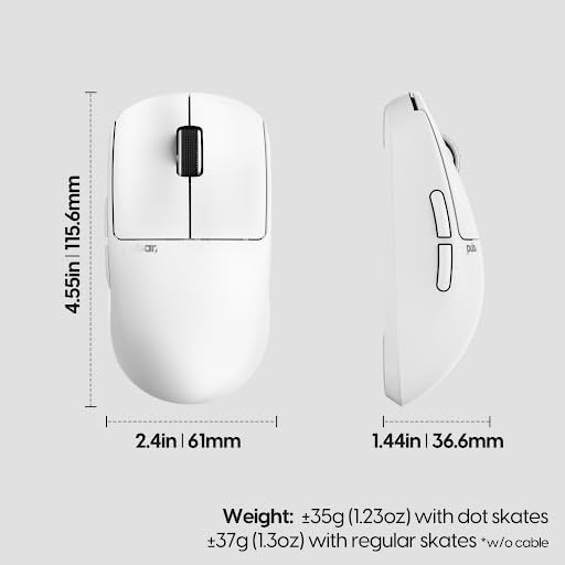 Pulsar Gaming Gears X2 Crazylight Wireless Gaming Mouse, Ultra Lightweight 1.23 oz (35g), Optical Switch, 32000 DPI, 750 IPS, XS-1 Sensor, 8k Compatible (Uyuni White)
