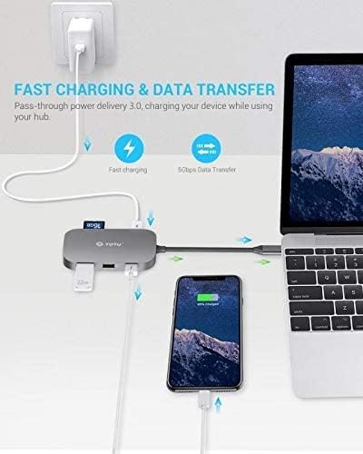 USB C Hub, 9-in-1 Type C Hub with Ethernet Port, 4K USB C to HDMI, 2 USB 3.0 Ports,1 USB 2.0 Port, USB-C Power Delivery, Portable for Mac Pro and Other Type C Laptops