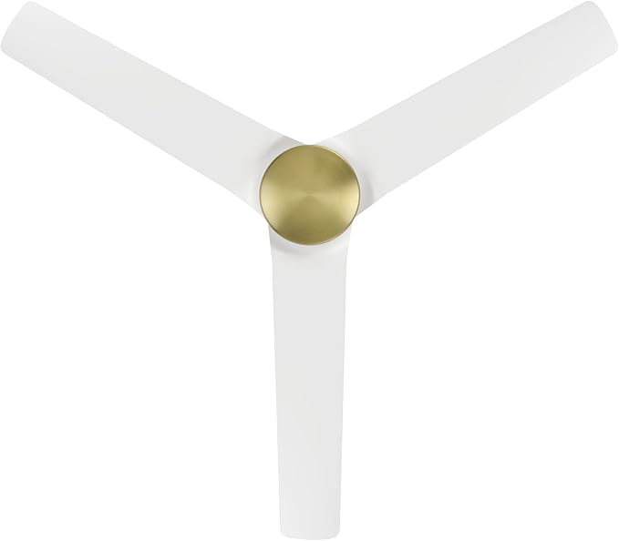WAC Lighting Mocha Indoor and Outdoor 3-Blade Smart Home Ceiling Fan 54in Soft Brass Matte White with Remote Control works with Alexa and iOS or Android App