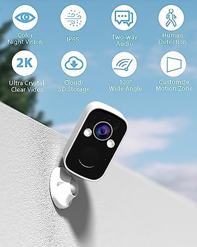 3Pack Security Cameras Wireless Outdoor, 2K Battery WiFi Surveillance Indoor Home Camera with AI Motion Detection Spotlight Siren Alarm, Color Night Vision, 2-Way Talk, Waterproof, Cloud/SD Storage