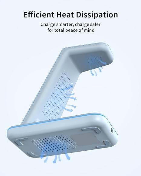 Charging Station for Apple Wireless Charger: 3 in 1 Phone Charger Stand for iPhone 16 15 14 13 12 11 SE X Pro Max Plus - Apple Watch Ultra 10 9 8 SE 7 6 5 4 3 - AirPods 2 3 4 Pro