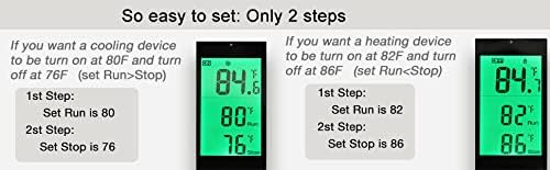 DIGITEN Wireless Temperature Controlled Outlet, Digital Plug-in Programmable Thermostat Outlet with Remote Control, Heating & Cooling for A/C, Fan, Heater (Temp Sensor Built in The Remote Controller)
