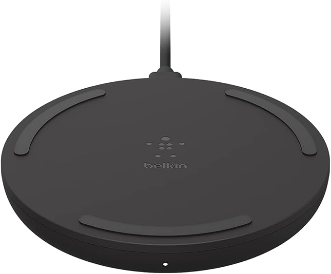 Belkin Quick Charge Wireless Charging Pad - 10W Qi-Certified Charger Pad for Apple iPhone, Samsung Galaxy, Pixel, Airpods Pro & More, Charge While Listening to Music, Streaming Videos - Black (No PSU)