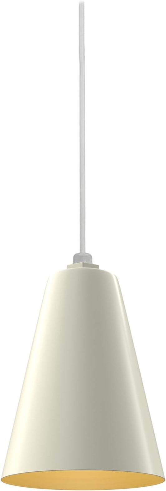 Steel Lighting Co. Laurel Pendant Light | Ceiling Mounted | 8.5 inch Cone Shade | Modern Contemporary Farmhouse Style Made in America | White Cord | Cream Exterior/Brass Interior