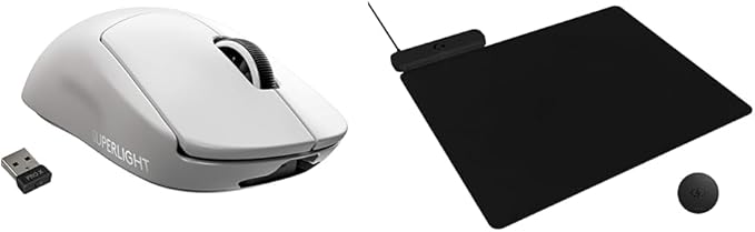 Logitech G Pro X Superlight Lightspeed Wireless Gaming Mouse + Powerplay 2 Wireless Charging Mouse Pad Bundle - White