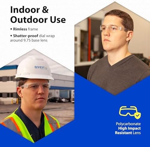 Quest Protective Apparel Safety Glasses - Impact Resistant Lens