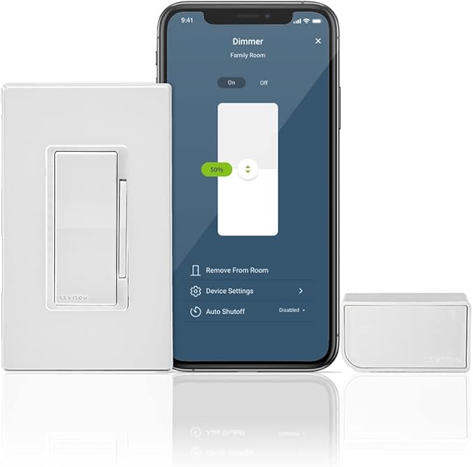 Leviton Decora Smart No-Neutral Dimmer & Wi-Fi Bridge Kit for Older Homes Without a Neutral Wire (Works with My Leviton App for controlling light)