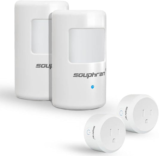 Plug-in Wireless Motion Activated Light Control, No Wiring, Adjustable Detection Range, Always-on Timer and Light Sensor, Motion Detector and Plug Set, 2 Pack