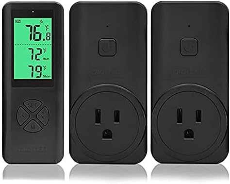 DIGITEN Wireless Temperature Controlled Outlet (With 2 Receivers) Plug-in Thermostat Reptile Temperature Controller Greenhouse Thermostat Built-in Temp Sensor Remote Thermostat Outlet for Space Heater