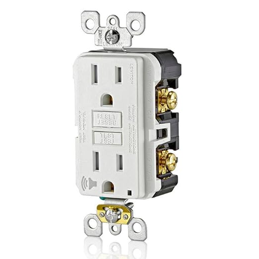 Leviton GFCI Outlet with Audible Alarm, 15 Amp, Self Test, Tamper-Resistant with LED Indicator Light, Great for Refrigerators in Garages, GFTA1-W, White