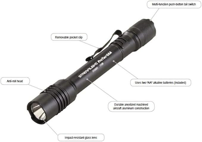 Streamlight 88033 ProTac 2AA-X 270-Lumen Rechargeable Multi-Fuel Personal Carry Tactical Flashlight, Black