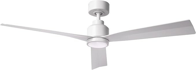 WAC Smart Fans Clean Indoor and Outdoor 3-Blade Smart Home Ceiling Fan 52in Matte White with 3000K LED Light Kit and Remote Control works with Alexa and iOS or Android App
