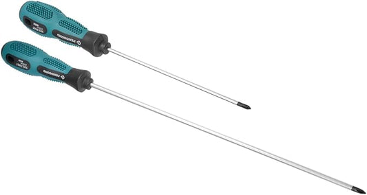uxcell Phillips Screwdriver #0 5 Inch & #1 12 Inch Round Shaft Non Slip Comfortable Handle