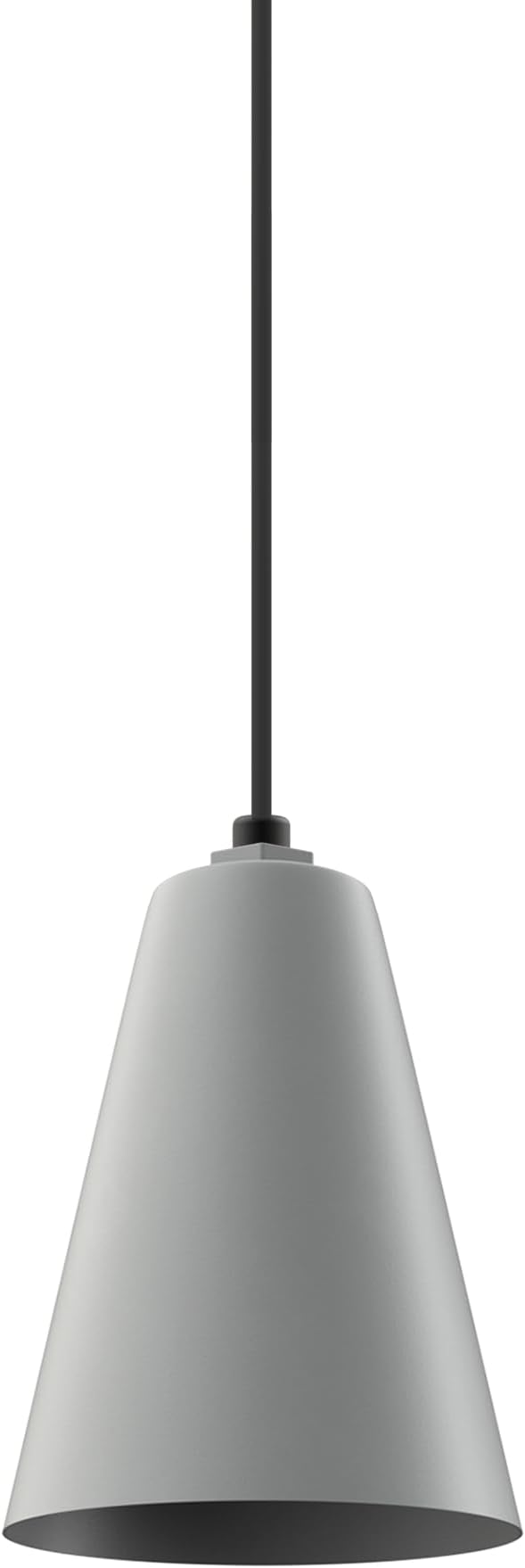 Steel Lighting Co. Laurel Pendant Light | Ceiling Mounted | 8.5 inch Cone Shade | Modern Contemporary Farmhouse Style Made in America | Black Cord | Modern Gray Exterior/Modern Gray Interior