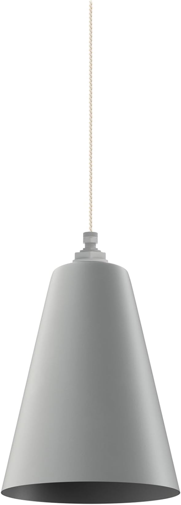 Steel Lighting Co. Laurel Pendant Light | Ceiling Mounted | 8.5 inch Cone Shade | Modern Contemporary Farmhouse Style Made in America | White Gold Cloth Cord | Modern Gray Exterior/Interior