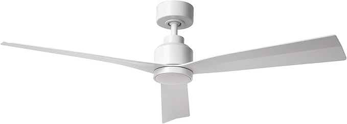 WAC Smart Fans Clean Indoor and Outdoor 3-Blade Smart Home Ceiling Fan 52in Matte White with Remote Control works with Alexa and iOS or Android App