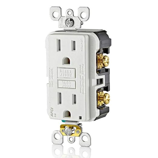 Leviton AFCI Outlet, 15 Amp, Self Test, Tamper-Resistant with LED Indicator Light, Protection from Electrical Fires, AFTR1-W, White