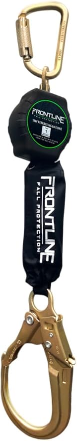 Frontline RPA061R 6' Aramid Web Single Leg SRL with Steel Rebar Hook End | Lightweight, Durable & Compact | Aramid Fiber Webbing Retractable | 310 lbs Capacity | OSHA & ANSI Compliant