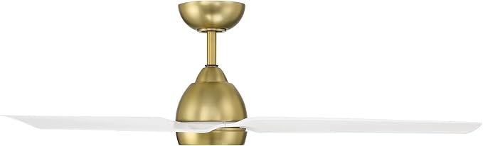 Mocha Indoor and Outdoor 3-Blade Smart Home Ceiling Fan 54in Soft Brass Matte White with 3000K LED Light Kit and Remote Control works with Alexa and iOS or Android App