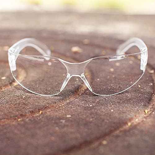 BISON LIFE Clear Lens Color Temple Safety Glasses | One Size, Adult, Youth, Clear Protective Polycarbonate Lens Color Temple, Verity, 144 PAIRS