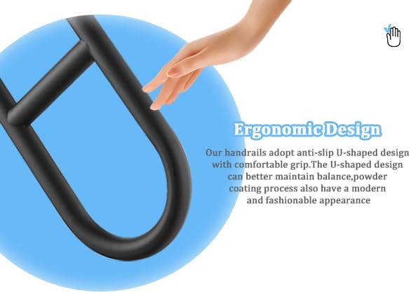 Stairs Handrails for Outdoor Steps ，Stair Railing Indoor 1-3 Step,Porch Railing & Deck Hand Rail Wall Mount Stair Hand Grab Bars， U-Shaped Providing Support and preventing Slips and Falls.-2pack