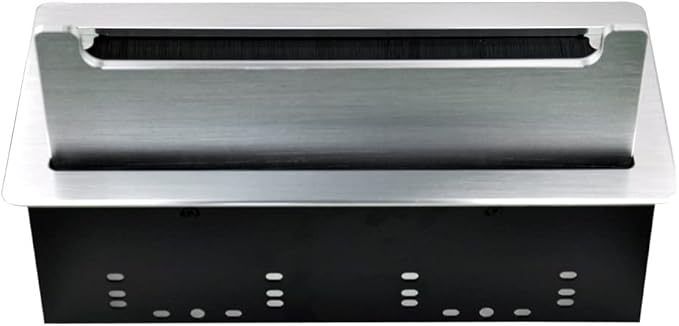 Table Recessed Power Brush Connectivity Box Outlet Power Strips with 4 AC Power + 2 RJ45（CAT6） + 2 Audio 3.5mm + 1 VGA + 1 HDMI + 1 USB 3.0 (Female to Female) with 5.58ft Power Cord (Silver)