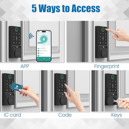 Devo G2 Smart Lock,Finger Print Digtal Smart Locks, Front Door Keyless Entry Door Lock,Bluetooth Smart Deadbolt, App Remote Control,Electronic Touchscreen Keypad Deadbolt, Auto Lock(Black)