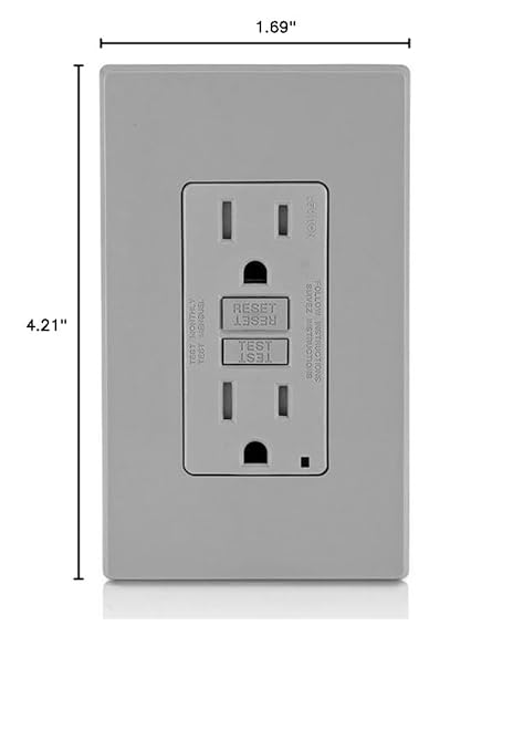 Leviton GFCI Outlet, 15 Amp, Self Test, Tamper-Resistant with LED Indicator Light, Protection from Electric Shock and Electrocution, GFTR1-GY, Gray