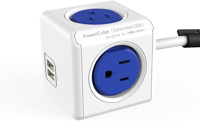 CILIA PowerCube Surge Protector Power Strip, 4 Outlets 2 USB Ports, 5Ft Extension Cord with Childproof Sockets, Compact for Travel, Home, Office, Dorm, Space-Saving Tangle-Free Design (4300USB Cube)