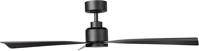 WAC Smart Fans Clean Indoor and Outdoor 3-Blade Smart Home Ceiling Fan 52in Matte Black with 3000K LED Light Kit and Remote Control works with Alexa and iOS or Android App