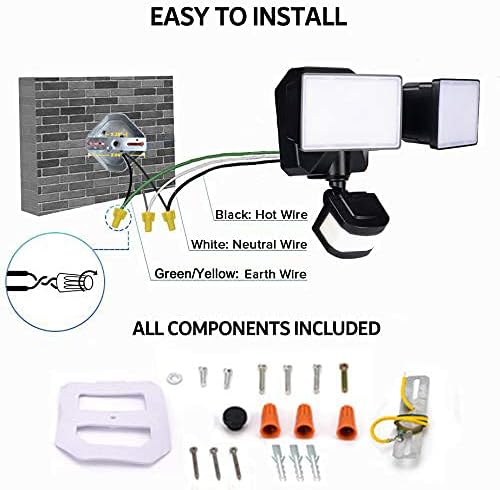 EMANER Dusk-to-Dawn Floodlights with Motion Sensor, 4 Lighting Modes, 2800lm 5000K Daylight White, IP65 Waterproof Outdoor LED Security Flood Light for Porch, Driveway, Garage (Black Fixture, 2-Pack)