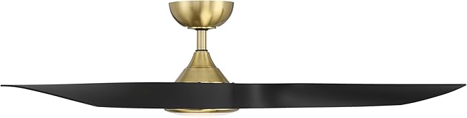 WAC Smart Fans Swirl Indoor and Outdoor 3-Blade Smart Home Ceiling Fan 54in Soft Brass Matte Black with 3000K LED Light Kit and Remote Control works with Alexa and iOS or Android App