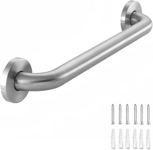 Stainless Steel Bathroom Safety Shower Grab Bar, Anti Slip Bathtubs Grab Bars,Toilet Assist Saft Handle Handrail ADA Compliant 500lbs for Handicap Elderly Senior (Brushed, 12 Inches)