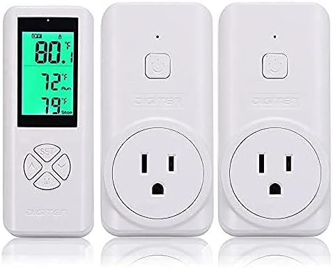 DIGITEN Wireless Thermostat Outlet (with 2 Receivers) Plug-in Temperature Controller Greenhouse Temperature Controller Outlet Reptile Thermostat Plug Remote Control Temp Built-in Sensor for Homebrew