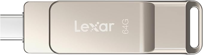 Lexar D40E 64GB Dual USB 3.2 Gen 1 Type-C Jump Drive, USB-C Flash Metal Housing Swivel Design Thumb Drive