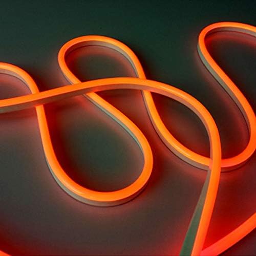 iNextStation Orange Led Strip Lights, 16.4Ft/5m Neon Led Light Strip with Power Adapter, 12V Waterproof Silicone Flex LED Neon Rope Lights for Bedroom Wall Festival Party Sign DIY Decor