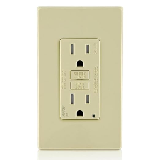 Leviton Dual-Function AFCI/GFCI Outlet, 15 Amp, Self Test, Tamper-Resistant with LED Indicator Light, Protection from Both Electrical Shock and Electrical Fires in One Device, AGTR1-I, Ivory
