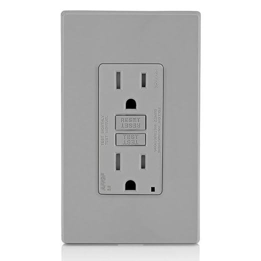 Leviton Dual-Function AFCI/GFCI Outlet, 15 Amp, Self Test, Tamper-Resistant with LED Indicator Light, Protection from Both Electrical Shock and Electrical Fires in One Device, AGTR1-GY, Gray