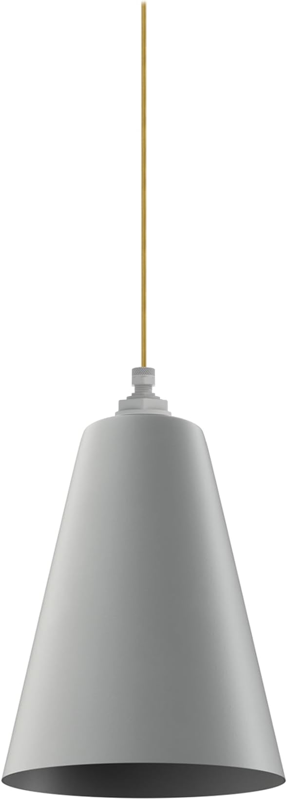 Steel Lighting Co. Laurel Pendant Light | Ceiling Mounted | 8.5 inch Cone Shade | Modern Contemporary Farmhouse Style Made in America | Gold Cloth Cord | Modern Gray Exterior/Modern Gray Interior