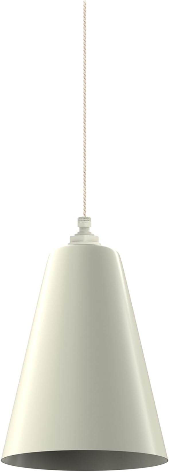 Steel Lighting Co. Laurel Pendant Light | Ceiling Mounted | 8.5 inch Cone Shade | Modern Contemporary Farmhouse Style Made in America | White Gold Cloth Cord | Cream Exterior/Cream Interior