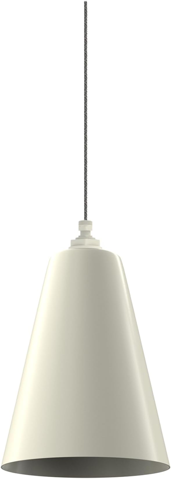 Steel Lighting Co. Laurel Pendant Light | Ceiling Mounted | 8.5 inch Cone Shade | Modern Contemporary Farmhouse Style Made in America | Gray Tweed Cloth Cord | Cream Exterior/Cream Interior